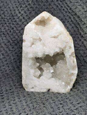White Quartz Geode Tower Druzy Crystal Cave Cut Base Display Piece